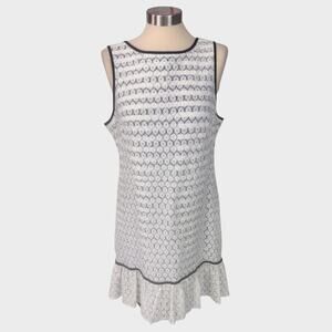 J Taylor Gorgeous Contrast Lace Ivory Ruffle Size 14 Career Dress